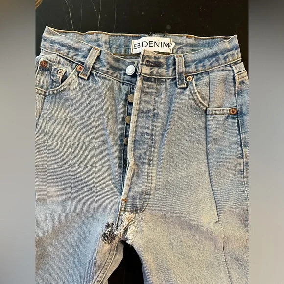 EB denim unravel original made with vintage Levi’s split hem jeans